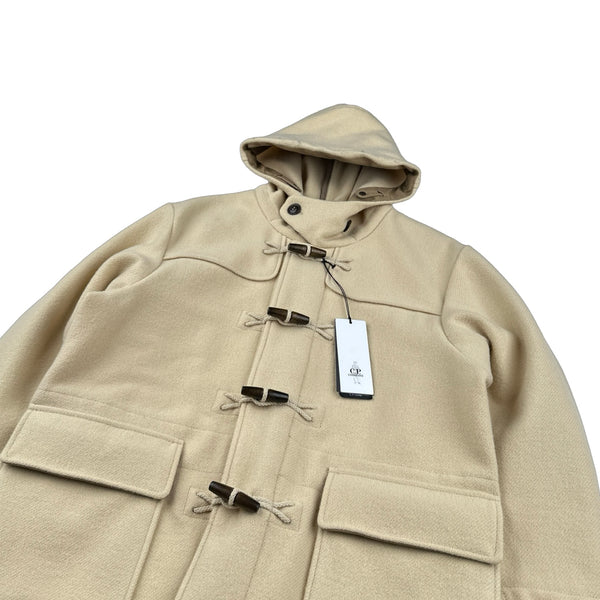 CP Company Tan Wool Spellout Watch Viewer Duffle Jacket - Medium, Large, XL
