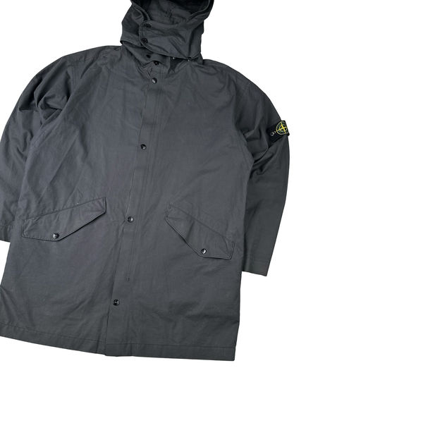 Stone Island 2004 Grey Cotton Long Jacket - Large