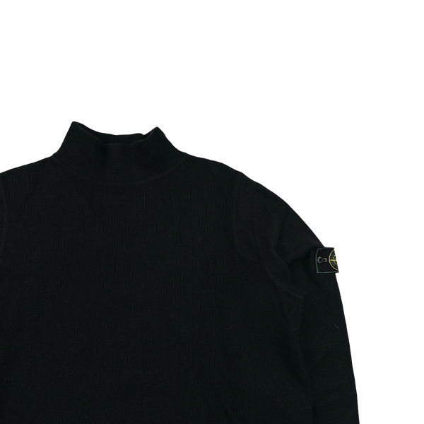Stone Island 90s Vintage Black Wool Mock Neck Pullover Jumper - XL