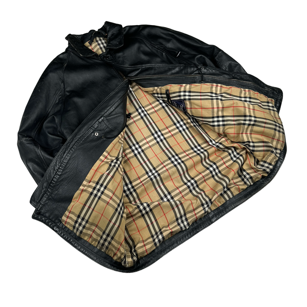 Burberry Leather Nova Check Lined Collared Duffle Coat - 3XL