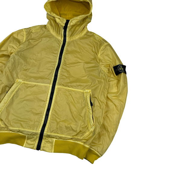 Stone Island 2018 Yellow Lamy Flock Hooded Jacket - Large