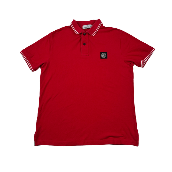Stone Island Red Short Sleeve Polo Shirt - Large