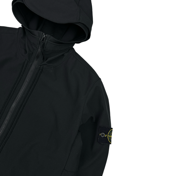 Stone Island 2022 Black Soft Shell R E Dye Tech Jacket - Medium