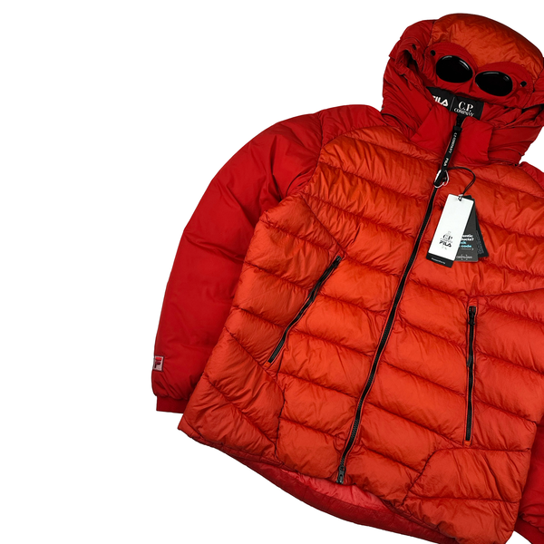 CP Company X Fila Red D D Shell Down Filled Goggle Jacket - Large