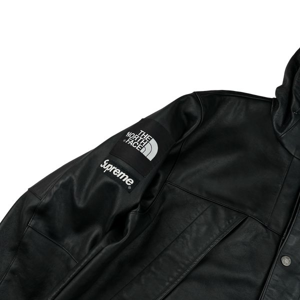 North Face X Supreme Black Heavyweight Soft Leather Mountain Jacket - Large