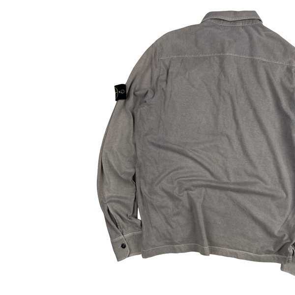 Stone Island Grey Button up Long sleeve Polo Shirt - Large