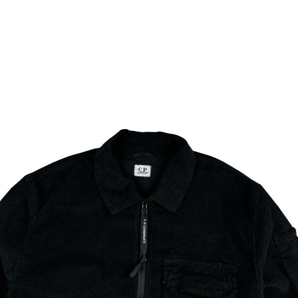 CP Company Black Corduroy Zipped Shirt - Small