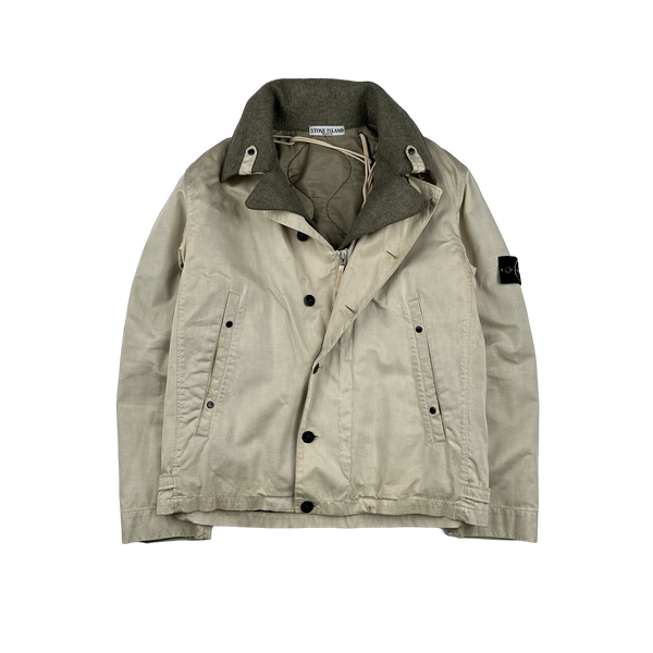 Stone Island 2005 Vintage Cream Duel Layer Raso Jacket - Large