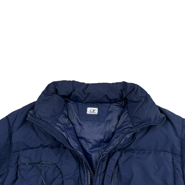 CP Company Navy Flatt Nylon Down Filled Lens Viewer Puffer Jacket - Small