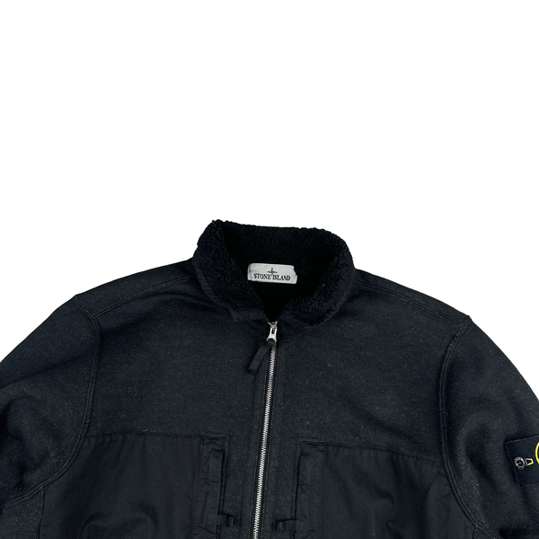 Stone Island 2023 Black Teddy Fleece Zipped Jumper - Medium