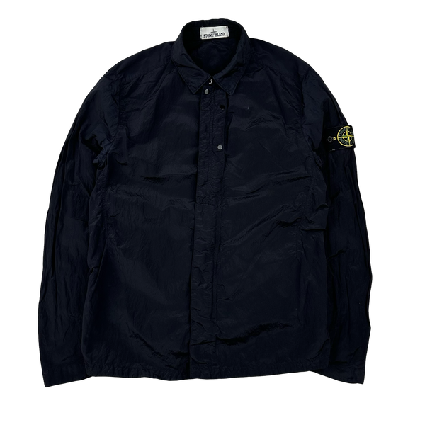 Stone Island Navy Blue Nylon Metal Shimmer Overshirt - Medium