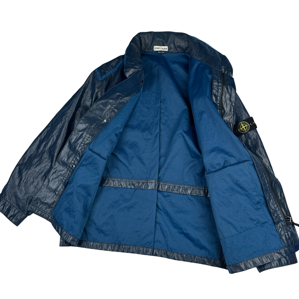Stone Island 2001 Dark Blue Micro Felt Laminated Web Jacket - XXL