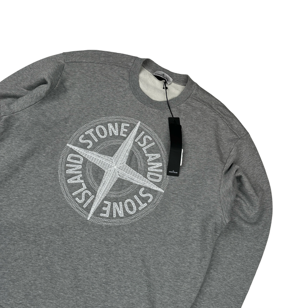 Stone Island 2023 Grey Embroidered Compass Jumper - XL