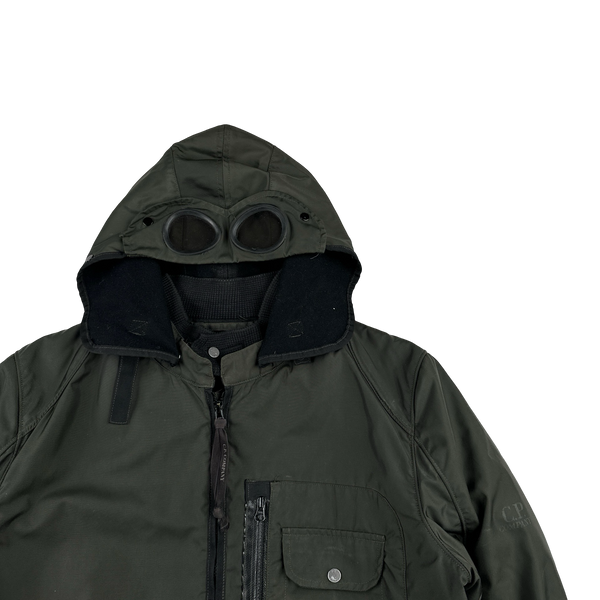 CP Company 2006 Dark Green Multi Pocket Leinster 200 Wool Lined Goggle Jacket - XL