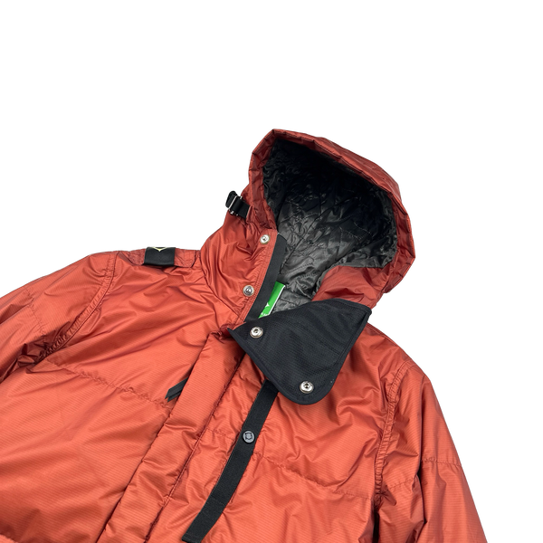 Ma Strum Rust Orange Rip Stop Nylon Quilted Puffer Jacket - Small
