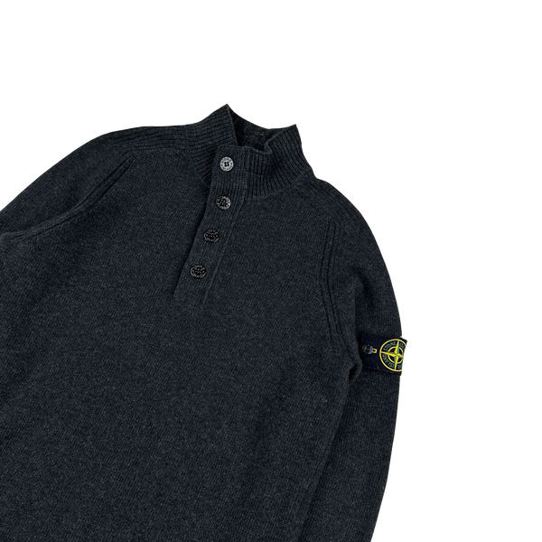 Stone Island 2018 Charcoal Lambswool Quarter Zip Pullover - Small