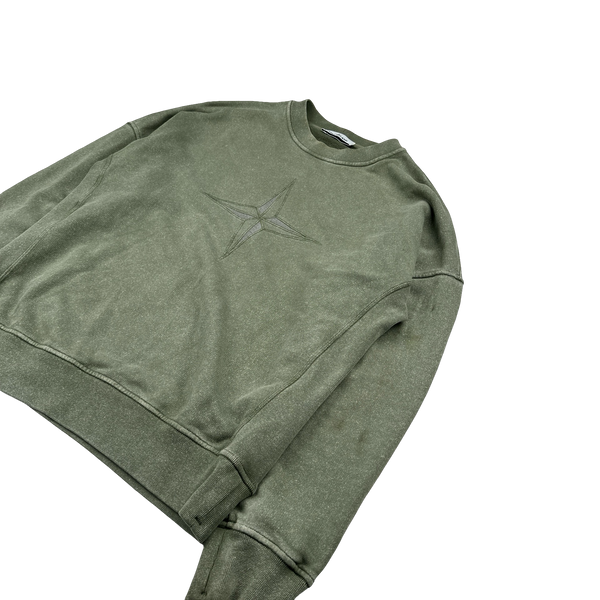 Stone Island 2020 Green Dust Coloured Embroidered Spellout Shorts Set - Medium