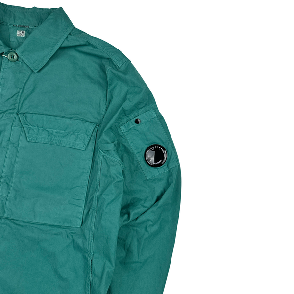 CP Company Heavy Popeline Turquoise Zipped Overshirt - Medium