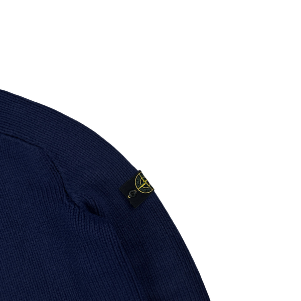 Stone Island Navy Wool Heavyweight Zipped Knit Jumper