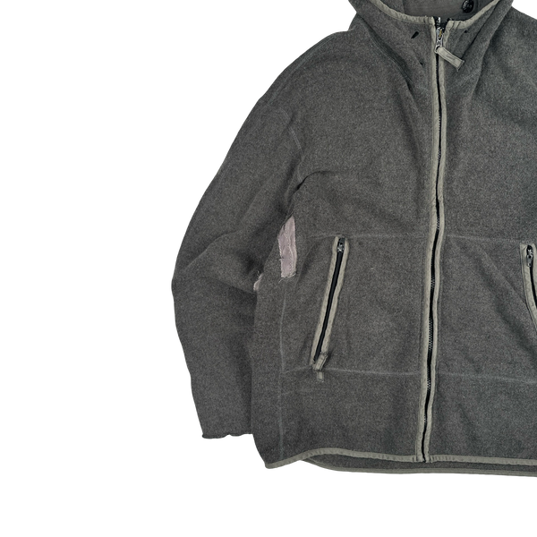 Stone Island 2004Grey Fleeced Zip Up Hoodie - Medium