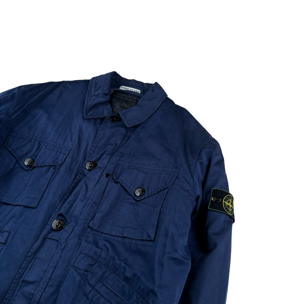 Stone Island 1996 Blue Raso Gommato Dutch Rope Vintage Jacket - Large