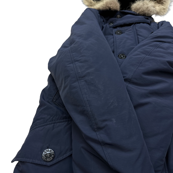 Stone Island Navy Down Filled Micro Reps Parka Jacket - Small