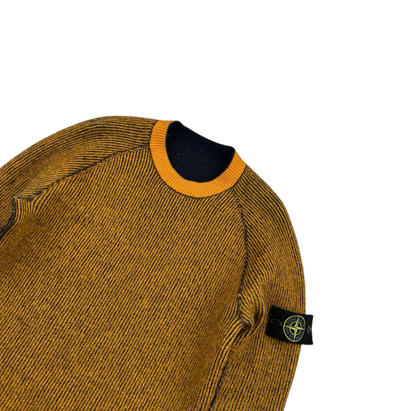 Stone Island Reversible Orange/Navy Contrast Knit Jumper - Medium