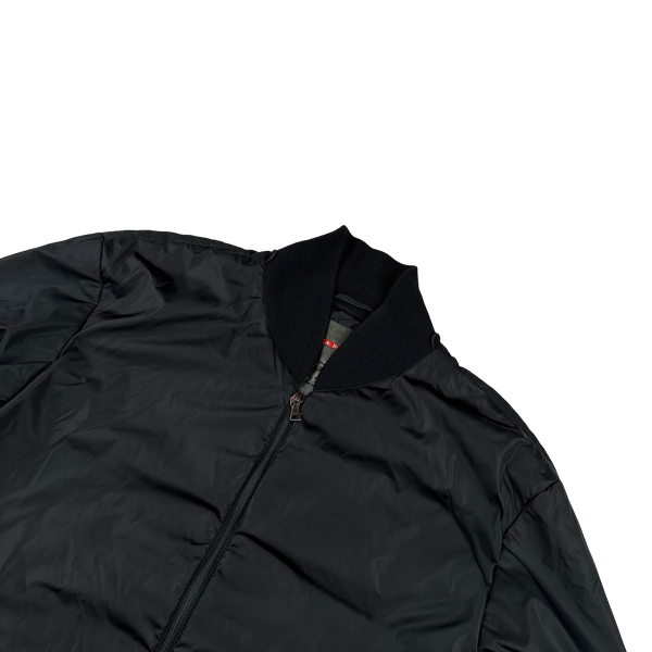 Prada Black Nylon Padded Bomber Jacket - XXL