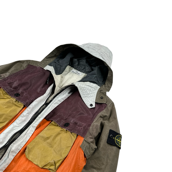 Stone Island 2019 Tela Placcata Resin Coated Bicolore Hooded Jacket - Small