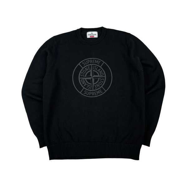 Stone Island x Supreme Thick Cotton Reflective Spellout Knit Jumper - Large
