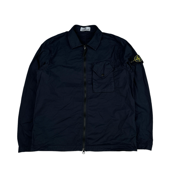 Stone Island 2023 Navy Cotton Zipped Overshirt - Medium