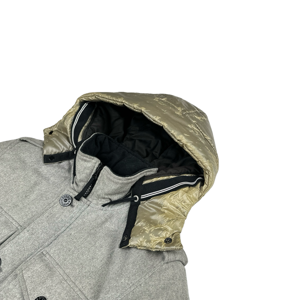 Stone Island 2014 Grey Ice Wool Blend Down Field Jacket - Medium