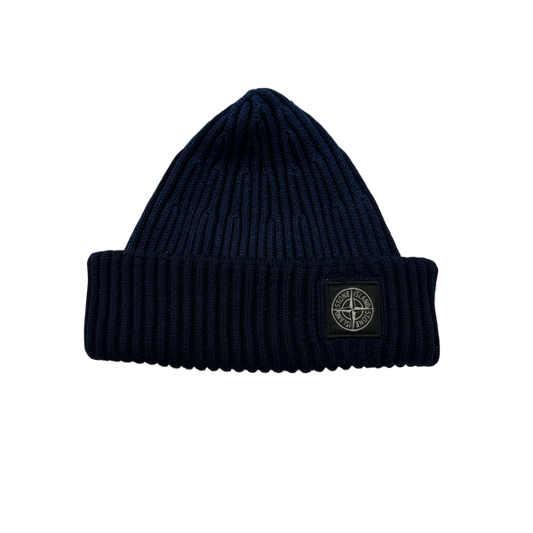 Stone Island 2014 Blue Two Tone Ribbed Wool Beanie