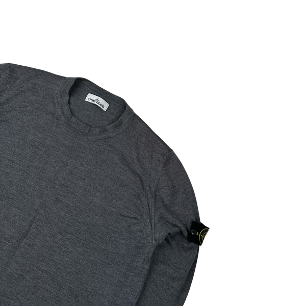 Stone Island 2020 Charcoal Grey Merino Wool Crewneck Jumper - 3XL