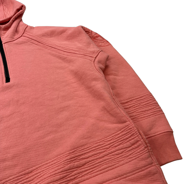 Stone Island 2022 Heavyweight Pink Spellout Quarter Zip Hoodie - Large