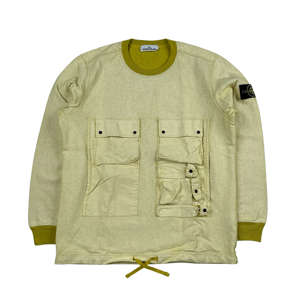 Stone Island 2020 Yellow Tela Placcata Crewneck Sweatshirt - Large