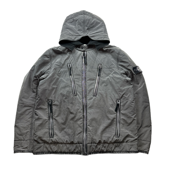 Stone Island Fleece Lined Silver Liquid Reflective Jacket XXL Mat s Island
