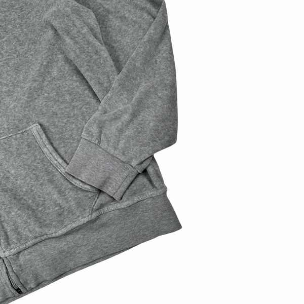 Ralph Lauren Grey Towelling Cotton Blend Zipped Hoodie - Large