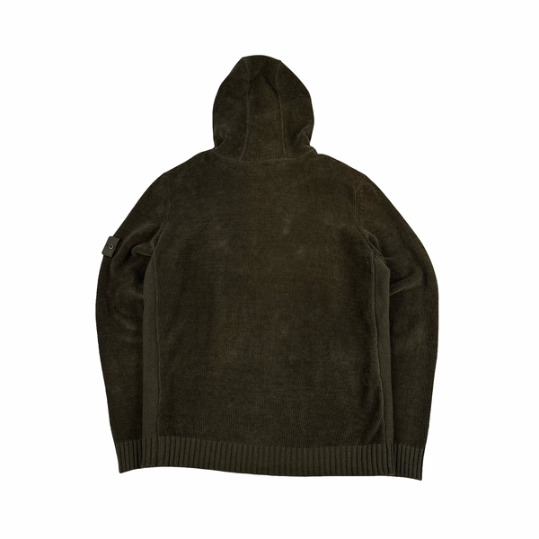 Stone Island 2019 Khaki Ghost Chenille Chest Pocket Hooded Jumper - XXL