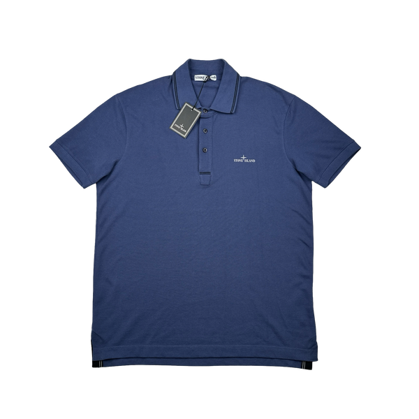 Stone Island 2009 Blue Cotton Spellout Polo Shirt - XXL