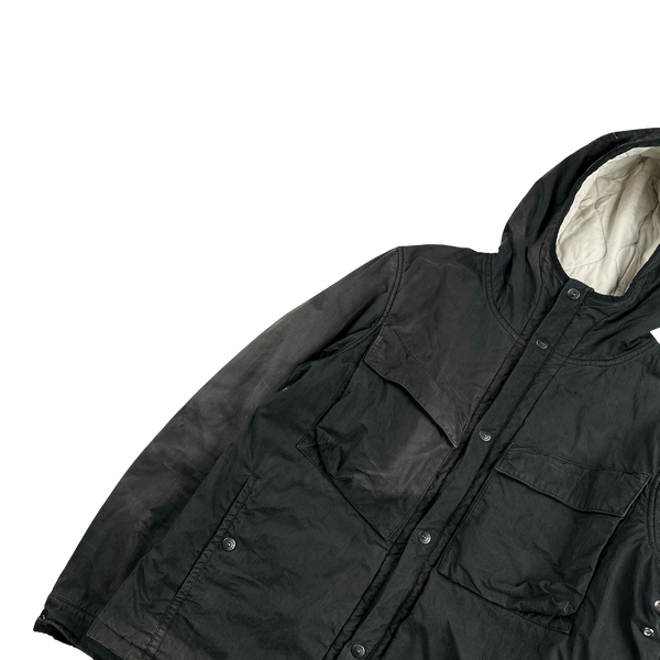 Stone Island Black Cotton Quilted Hooded Jacket - XL