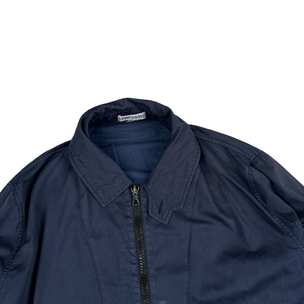 Stone Island 1990s Vintage Navy Raso Gommato Jacket - Medium