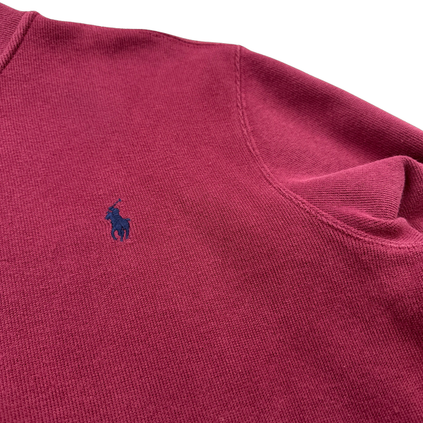 Ralph Lauren Red Quarter Zip Knit Pullover- Small