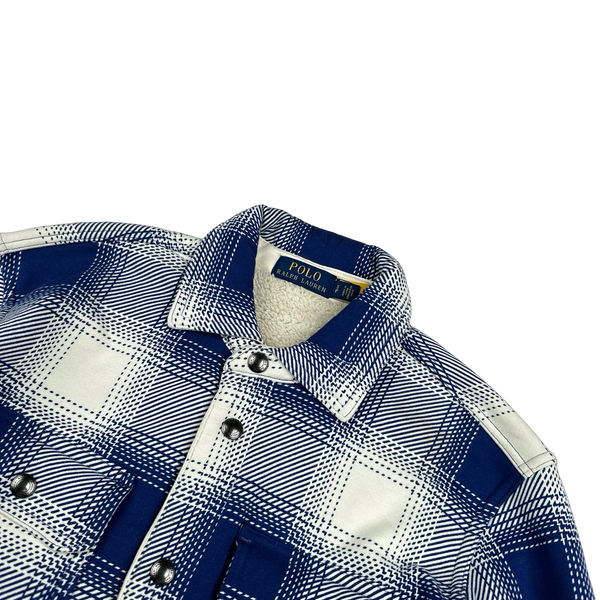 Ralph Lauren Checked Blue Flannel Fleece Lined Shirt - Small