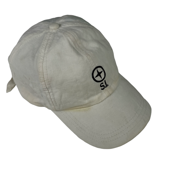 Stone Island Denims White Canvas Cotton Embroidered Cap