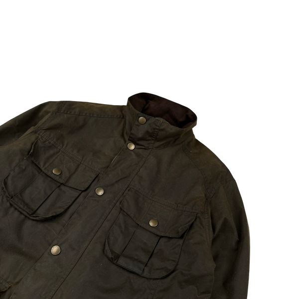 Barbour Corbridge Brown Cotton Flannel Lined Wax Field Jacket - Small