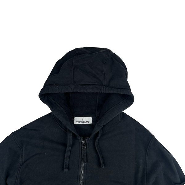 Stone Island 2022 Black Cotton Zipped Hoodie - Medium