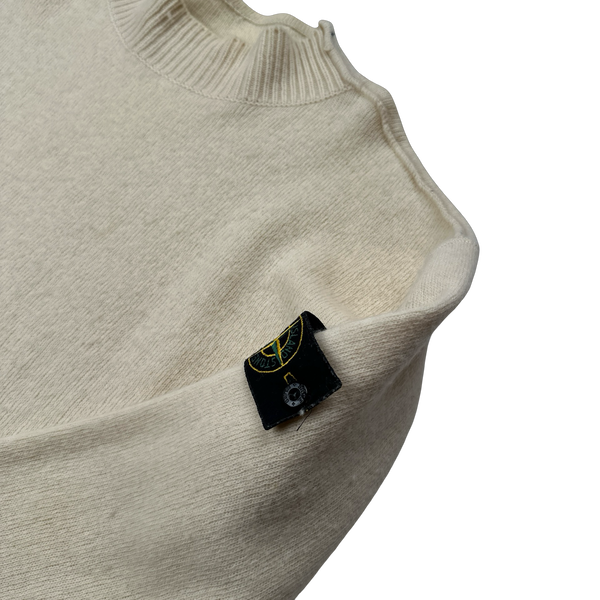 Stone Island 2000 Vintage Wool Cream Knit Jumper - XL
