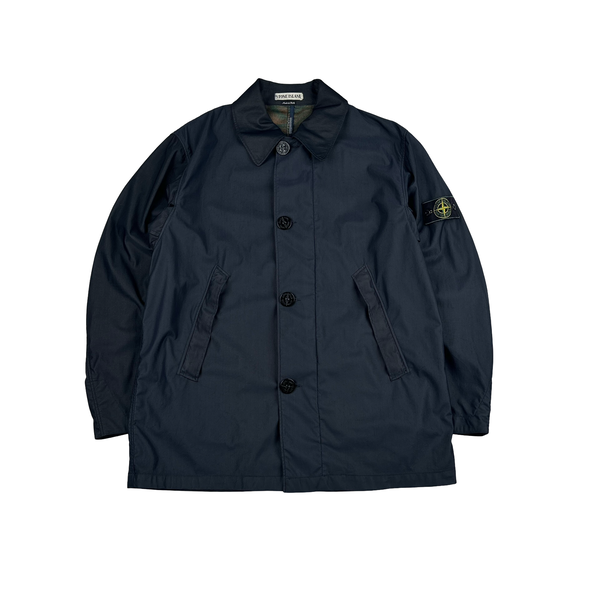 Stone Island 1995 Navy Nylam Vintage Long Jacket - Large