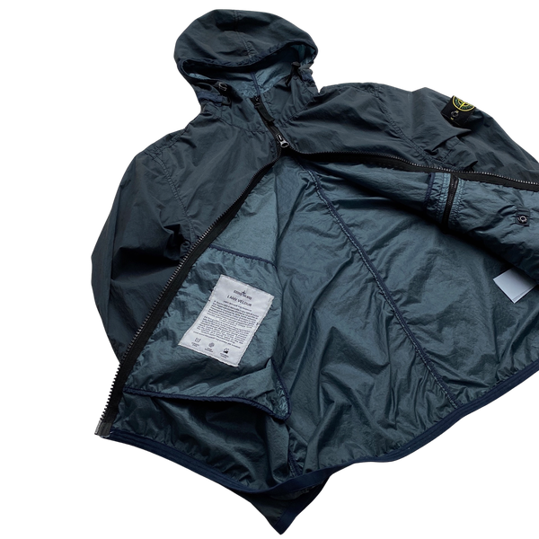 Stone Island Navy Lamy Velour Hooded Jacket - Medium